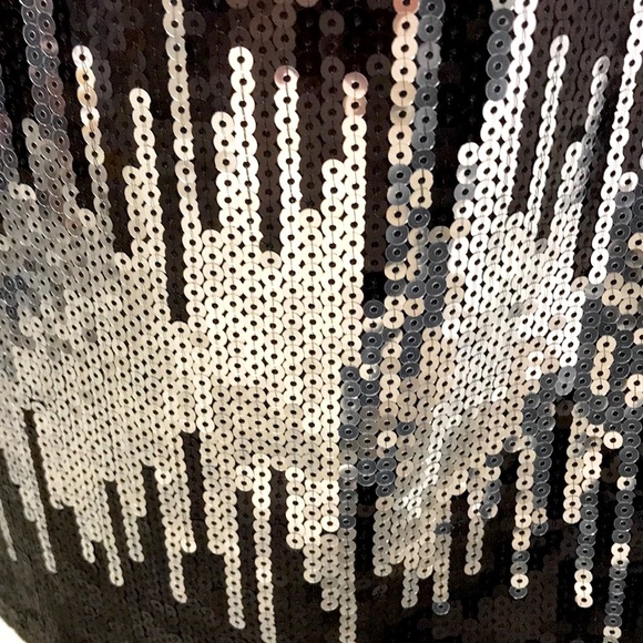 Pink Collection Black & Silver Sleeveless Stretch Sequin Mini Dress Size Small - Picture 5 of 6